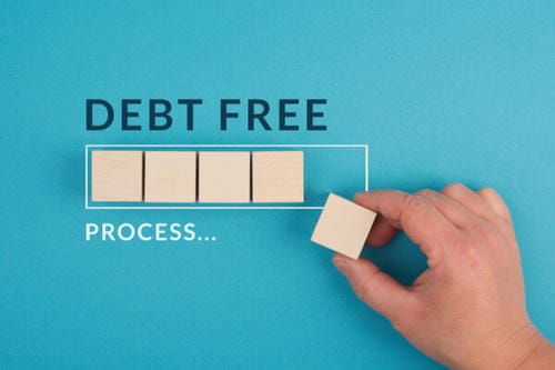 The final image captures the joy of becoming debt-free, showing a person celebrating with the words "DEBT FREE." This milestone means no more monthly payments, more financial flexibility, and the freedom to focus on other life goals like saving, traveling, or investing.